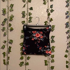 Black floral tube top